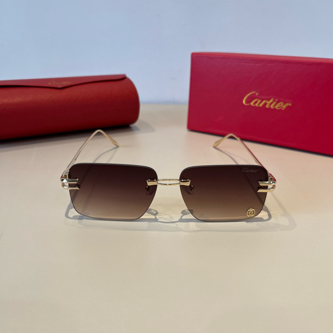 CARTIE カルティエ サングラス メタルフレーム フレームレス 軽量 メンズ レディース ゴールド ブラック - 画像 3