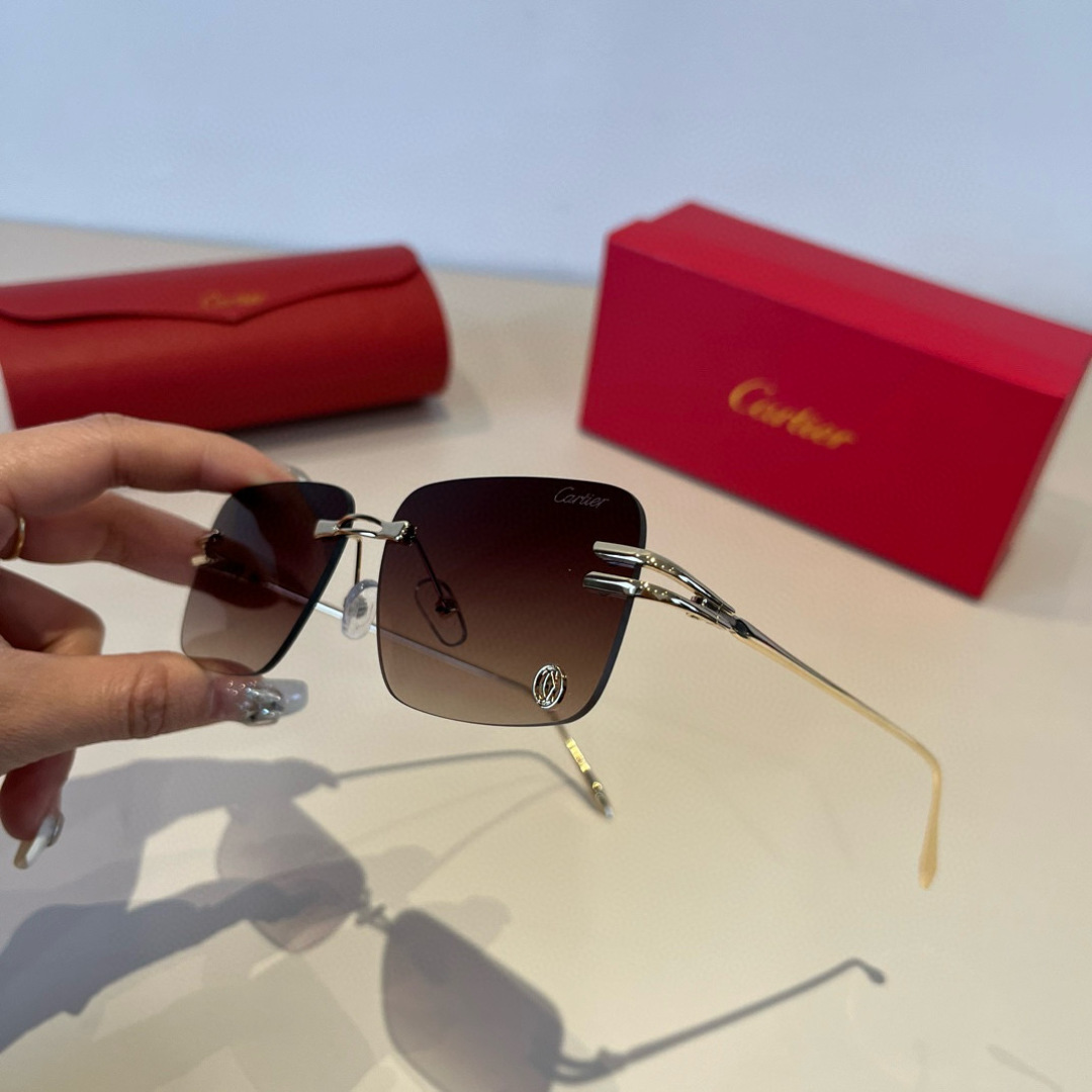 CARTIE カルティエ サングラス メタルフレーム フレームレス 軽量 メンズ レディース ゴールド ブラック - 画像 4