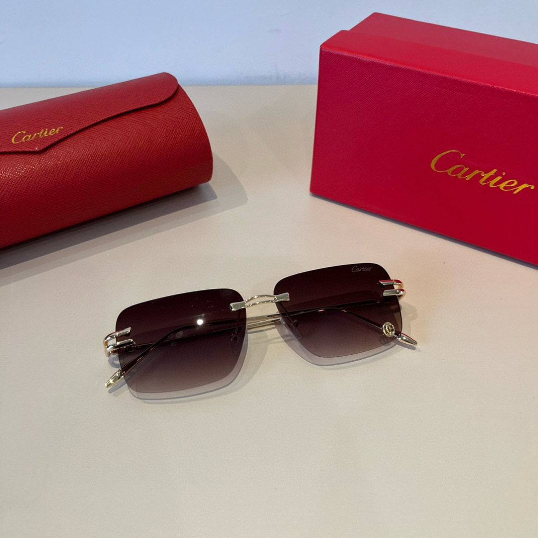 CARTIE カルティエ サングラス メタルフレーム フレームレス 軽量 メンズ レディース ゴールド ブラック - 画像 5