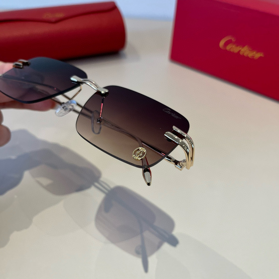 CARTIE カルティエ サングラス メタルフレーム フレームレス 軽量 メンズ レディース ゴールド ブラック - 画像 6