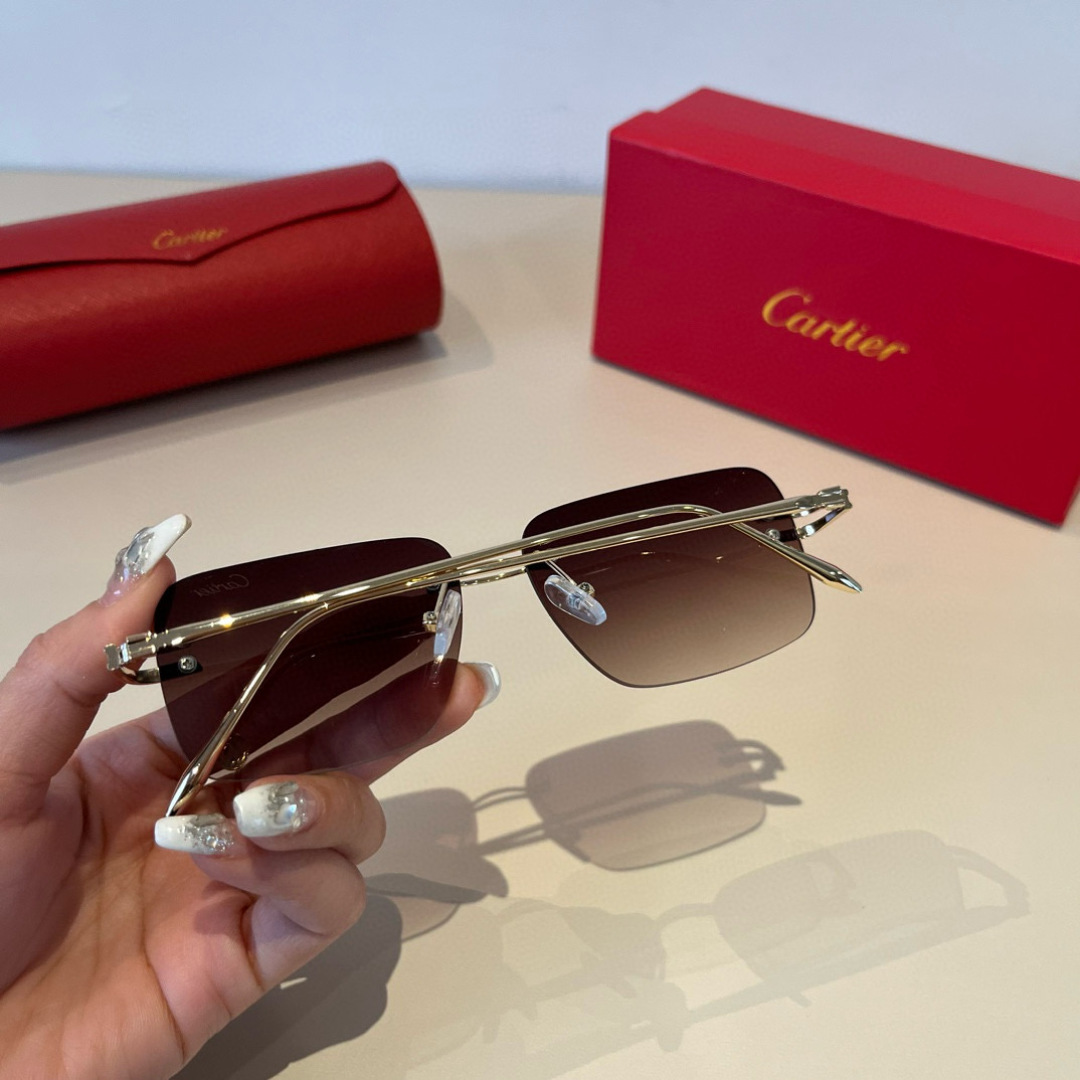 CARTIE カルティエ サングラス メタルフレーム フレームレス 軽量 メンズ レディース ゴールド ブラック - 画像 7