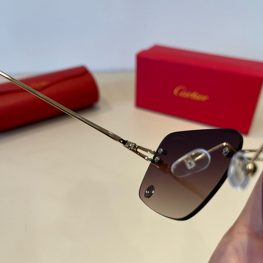 CARTIE カルティエ サングラス メタルフレーム フレームレス 軽量 メンズ レディース ゴールド ブラック - 画像 8