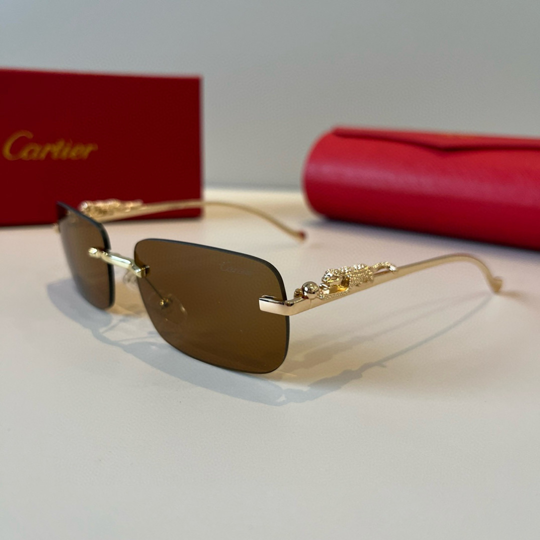 CARTIER カルティエ サングラス パンダデザイン 金属フレーム 无框 軽量 メンズ レディース ブラック ゴールド ブルー ピンク レッド 多色展開 - 画像 3