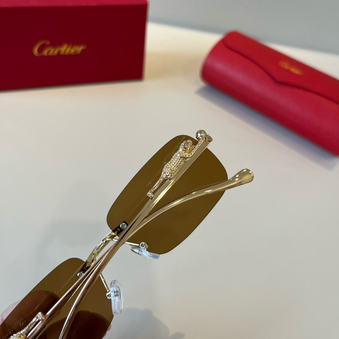 CARTIER カルティエ サングラス パンダデザイン 金属フレーム 无框 軽量 メンズ レディース ブラック ゴールド ブルー ピンク レッド 多色展開 - 画像 5