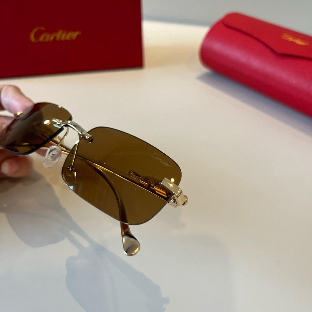 CARTIER カルティエ サングラス パンダデザイン 金属フレーム 无框 軽量 メンズ レディース ブラック ゴールド ブルー ピンク レッド 多色展開 - 画像 6