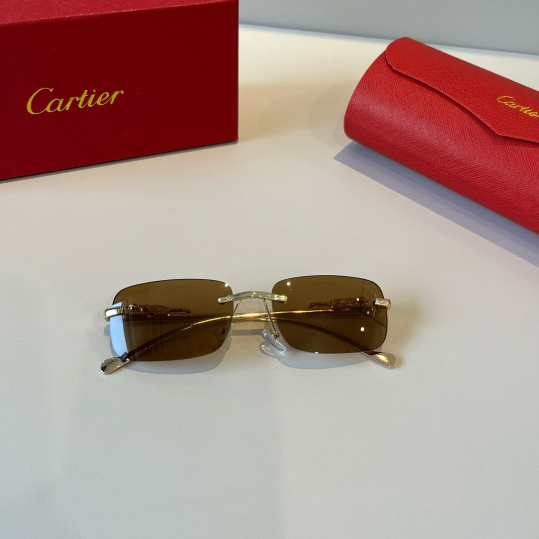 CARTIER カルティエ サングラス パンダデザイン 金属フレーム 无框 軽量 メンズ レディース ブラック ゴールド ブルー ピンク レッド 多色展開 - 画像 7