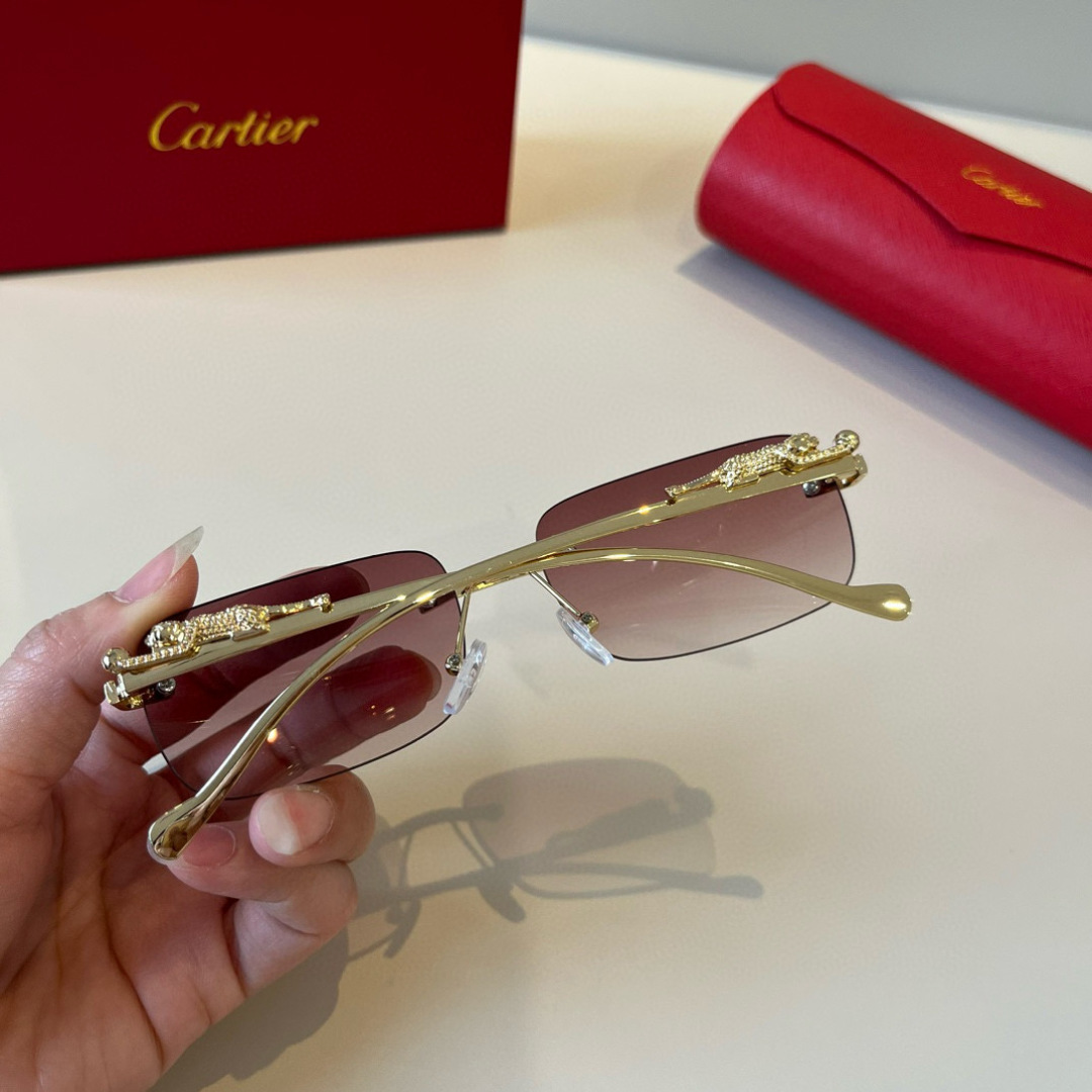 CARTIE カルティエ フレームレスサングラス 金属製 プレーンレンズ メンズ レディース ブラック ブラウン ブルー レッド 多色展開 - 画像 4