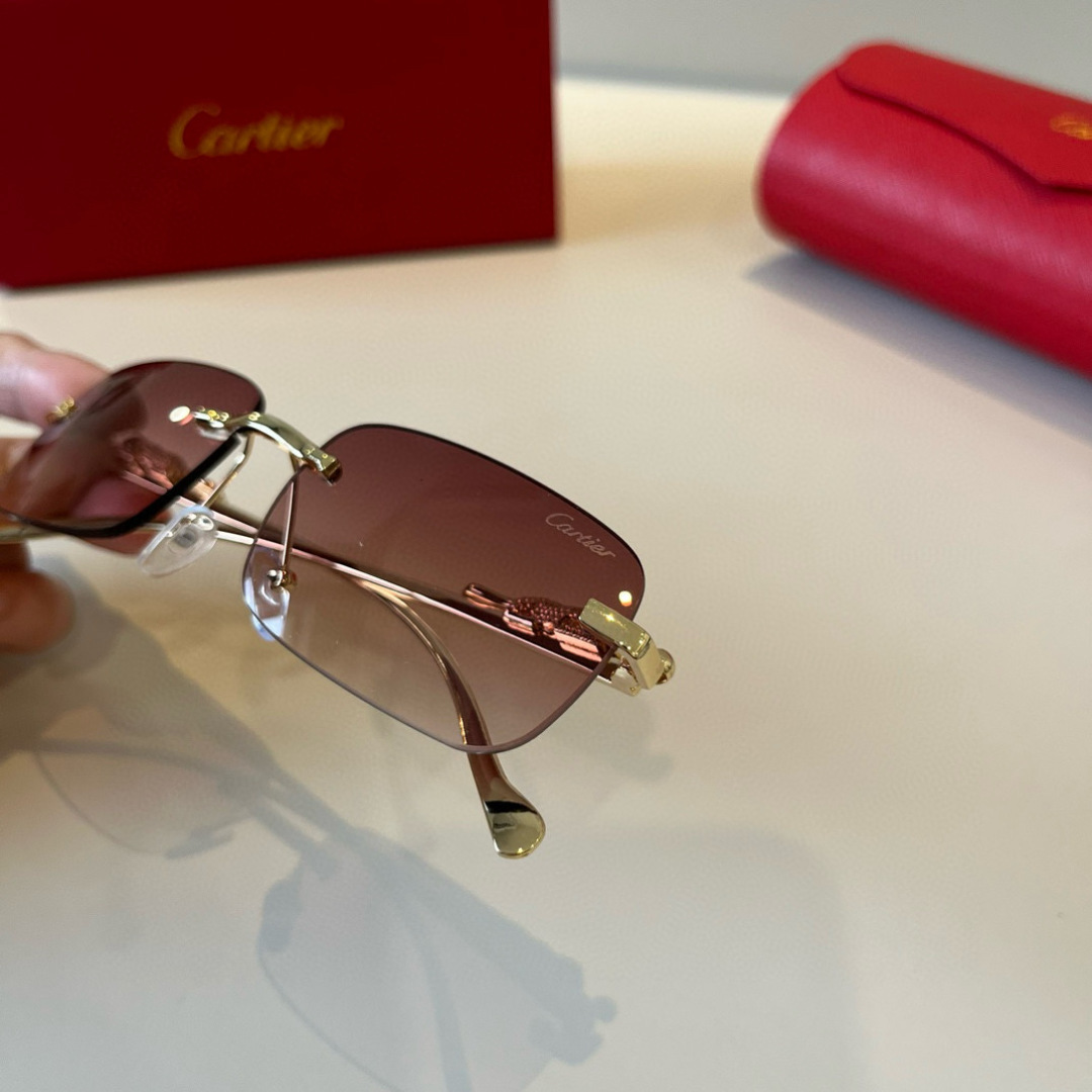 CARTIE カルティエ フレームレスサングラス 金属製 プレーンレンズ メンズ レディース ブラック ブラウン ブルー レッド 多色展開 - 画像 5