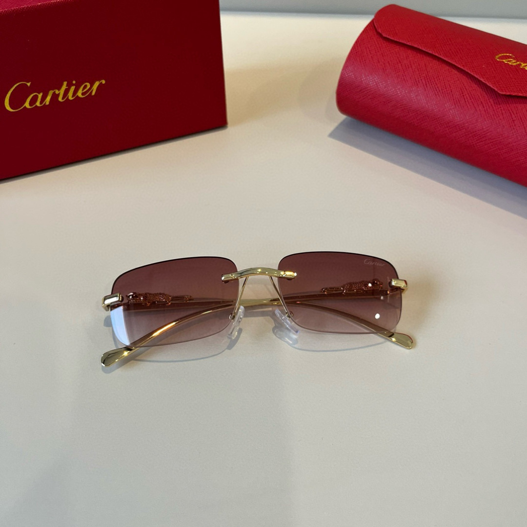 CARTIE カルティエ フレームレスサングラス 金属製 プレーンレンズ メンズ レディース ブラック ブラウン ブルー レッド 多色展開 - 画像 6