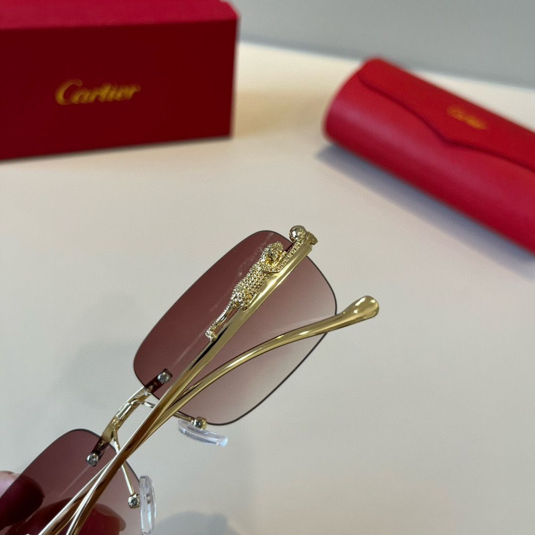 CARTIE カルティエ フレームレスサングラス 金属製 プレーンレンズ メンズ レディース ブラック ブラウン ブルー レッド 多色展開 - 画像 7