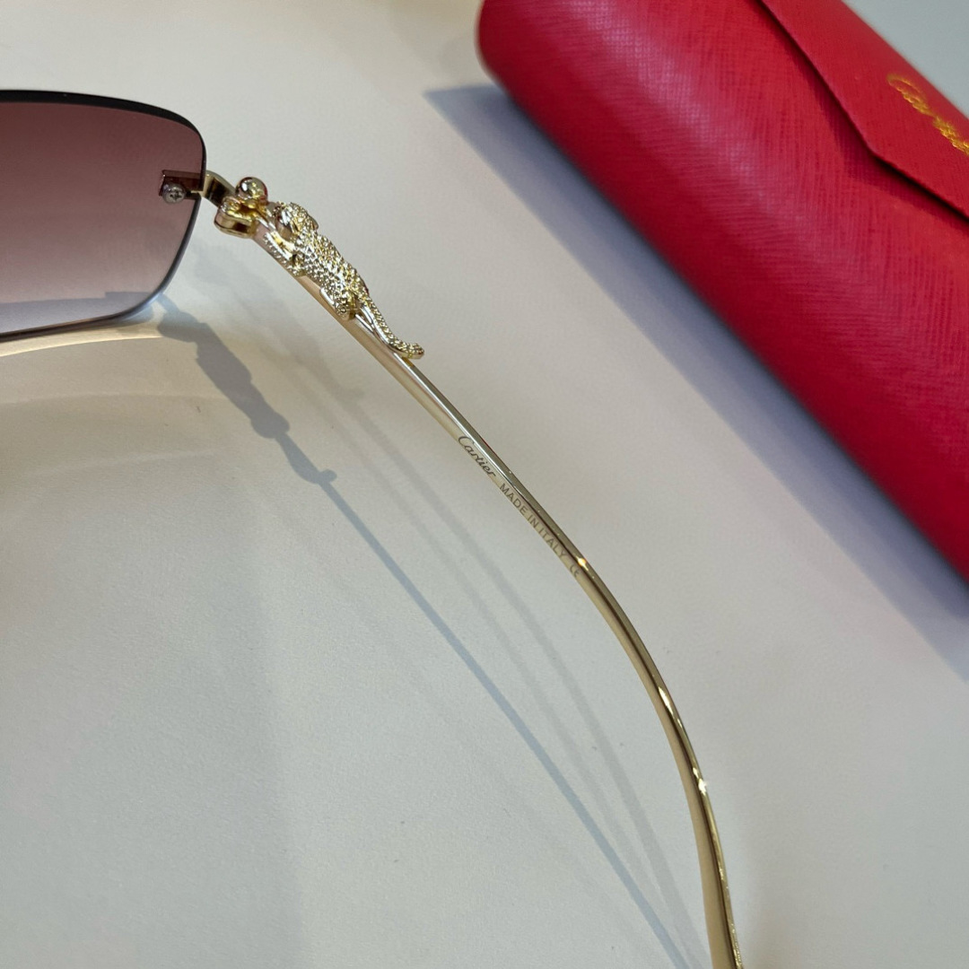 CARTIE カルティエ フレームレスサングラス 金属製 プレーンレンズ メンズ レディース ブラック ブラウン ブルー レッド 多色展開 - 画像 8