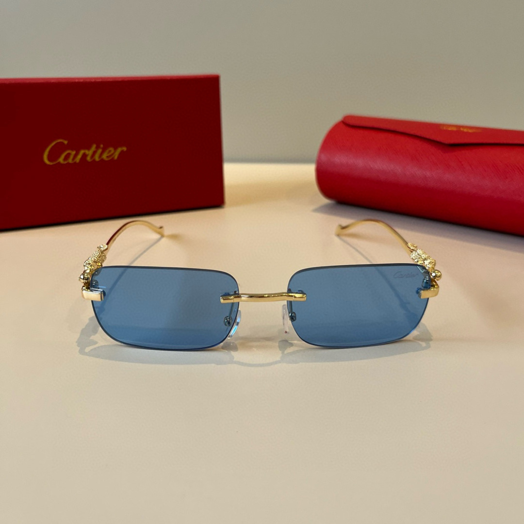 CARTIE カルティエ サングラス メタルフレーム 無縁 超軽量 ブルーレンズ 全4色展開 - 画像 2