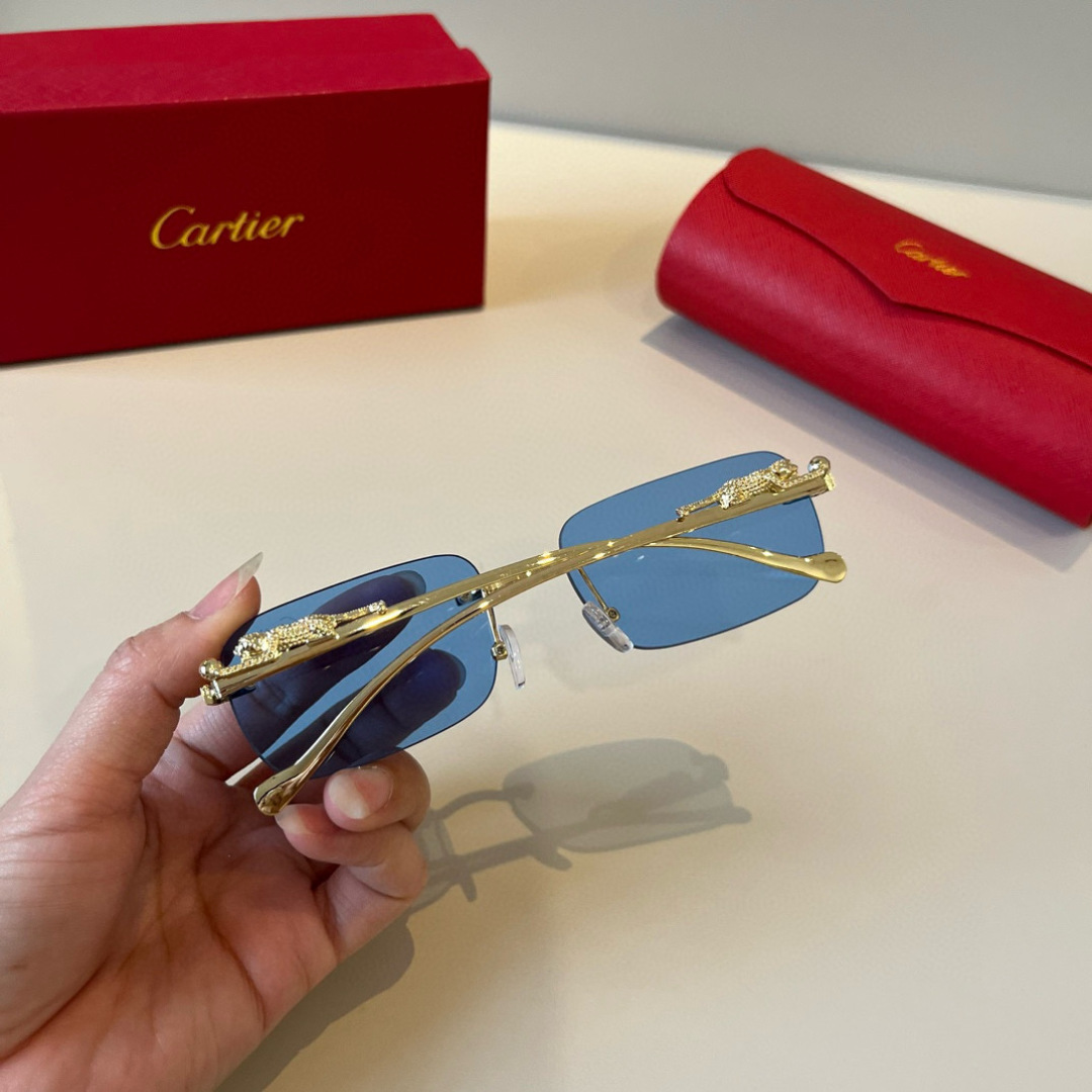 CARTIE カルティエ サングラス メタルフレーム 無縁 超軽量 ブルーレンズ 全4色展開 - 画像 4