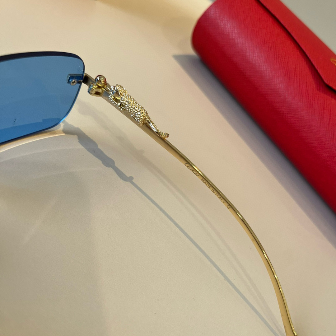 CARTIE カルティエ サングラス メタルフレーム 無縁 超軽量 ブルーレンズ 全4色展開 - 画像 5