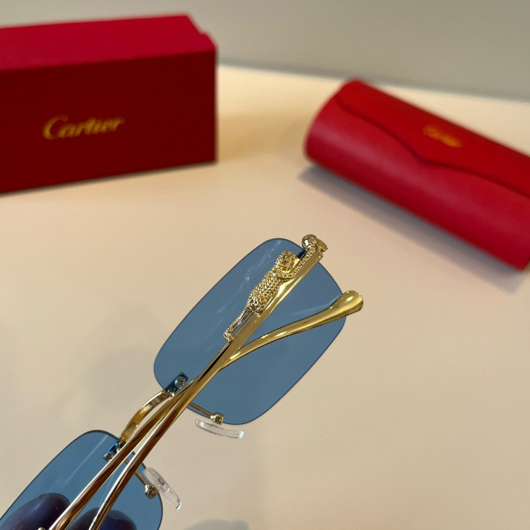 CARTIE カルティエ サングラス メタルフレーム 無縁 超軽量 ブルーレンズ 全4色展開 - 画像 6