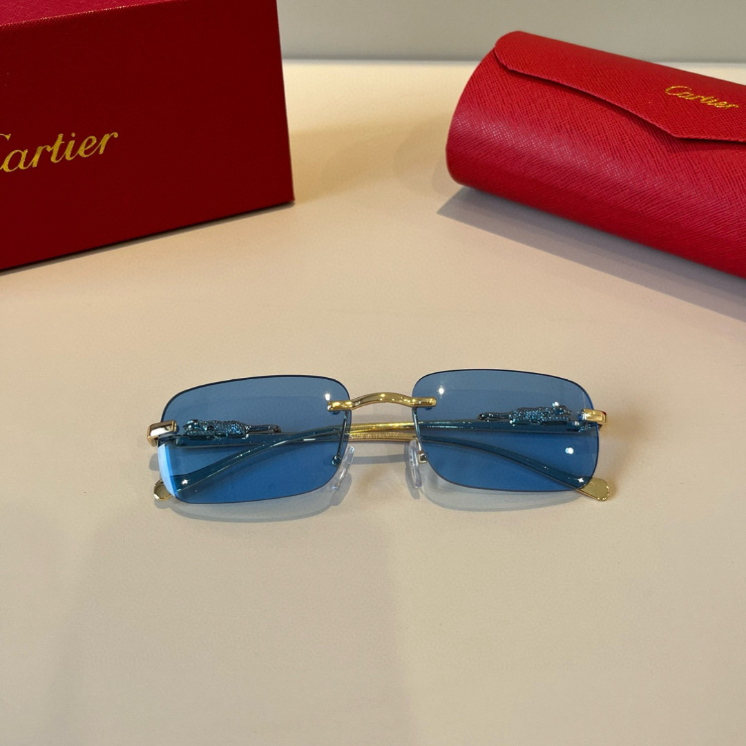 CARTIE カルティエ サングラス メタルフレーム 無縁 超軽量 ブルーレンズ 全4色展開 - 画像 7