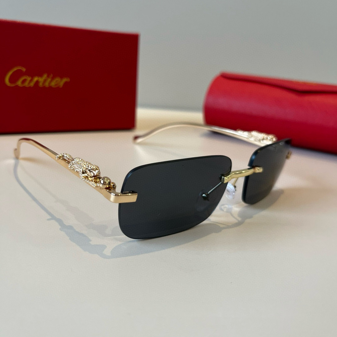 CARTIER カルティエ サングラス サングラス メンズ レディース 金フレーム 黒 ブラック ゴールド プレミアム チタン 2024新作 全4色展開
