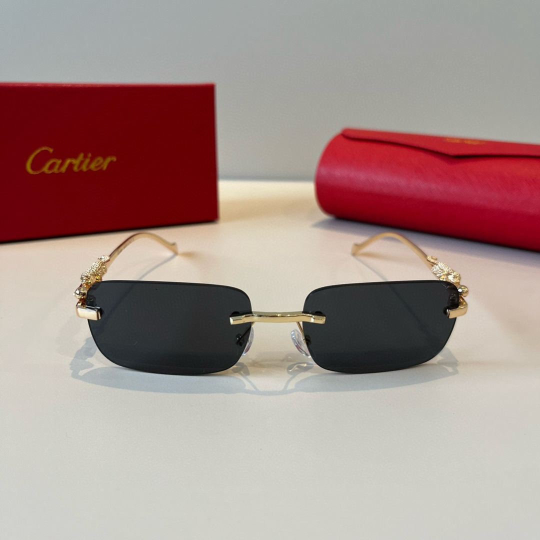 CARTIER カルティエ サングラス サングラス メンズ レディース 金フレーム 黒 ブラック ゴールド プレミアム チタン 2024新作 全4色展開 - 画像 2