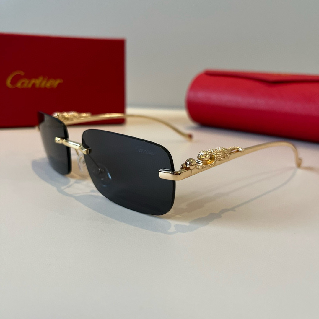 CARTIER カルティエ サングラス サングラス メンズ レディース 金フレーム 黒 ブラック ゴールド プレミアム チタン 2024新作 全4色展開 - 画像 3