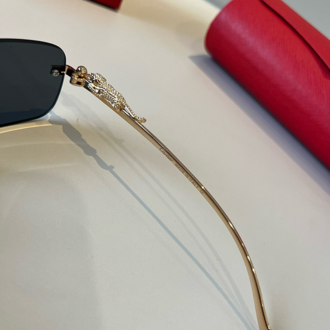 CARTIER カルティエ サングラス サングラス メンズ レディース 金フレーム 黒 ブラック ゴールド プレミアム チタン 2024新作 全4色展開 - 画像 4