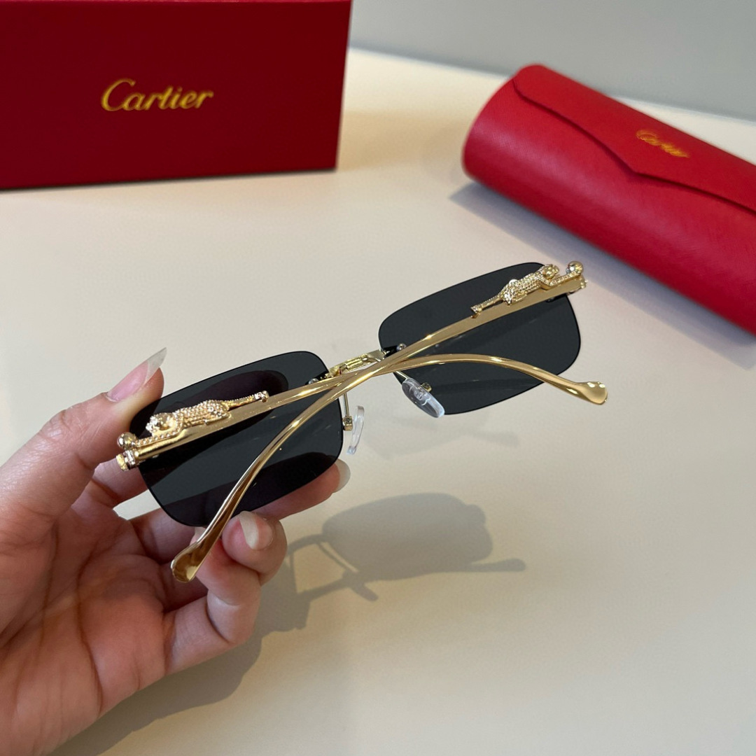 CARTIER カルティエ サングラス サングラス メンズ レディース 金フレーム 黒 ブラック ゴールド プレミアム チタン 2024新作 全4色展開 - 画像 5