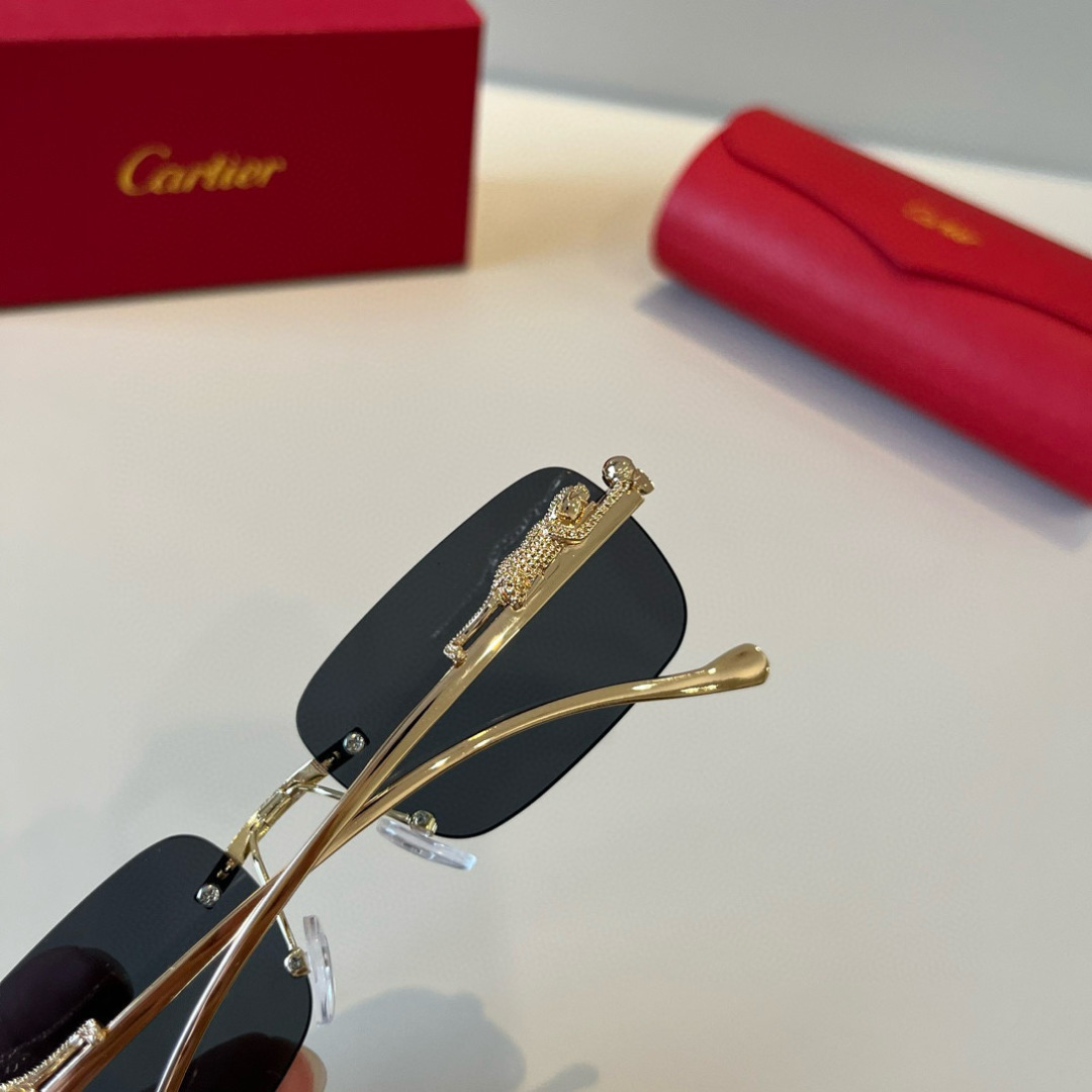 CARTIER カルティエ サングラス サングラス メンズ レディース 金フレーム 黒 ブラック ゴールド プレミアム チタン 2024新作 全4色展開 - 画像 6