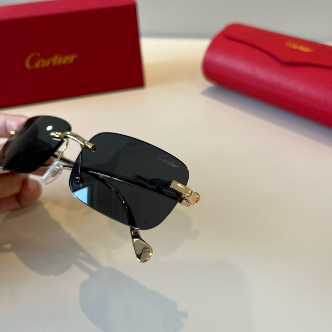 CARTIER カルティエ サングラス サングラス メンズ レディース 金フレーム 黒 ブラック ゴールド プレミアム チタン 2024新作 全4色展開 - 画像 7