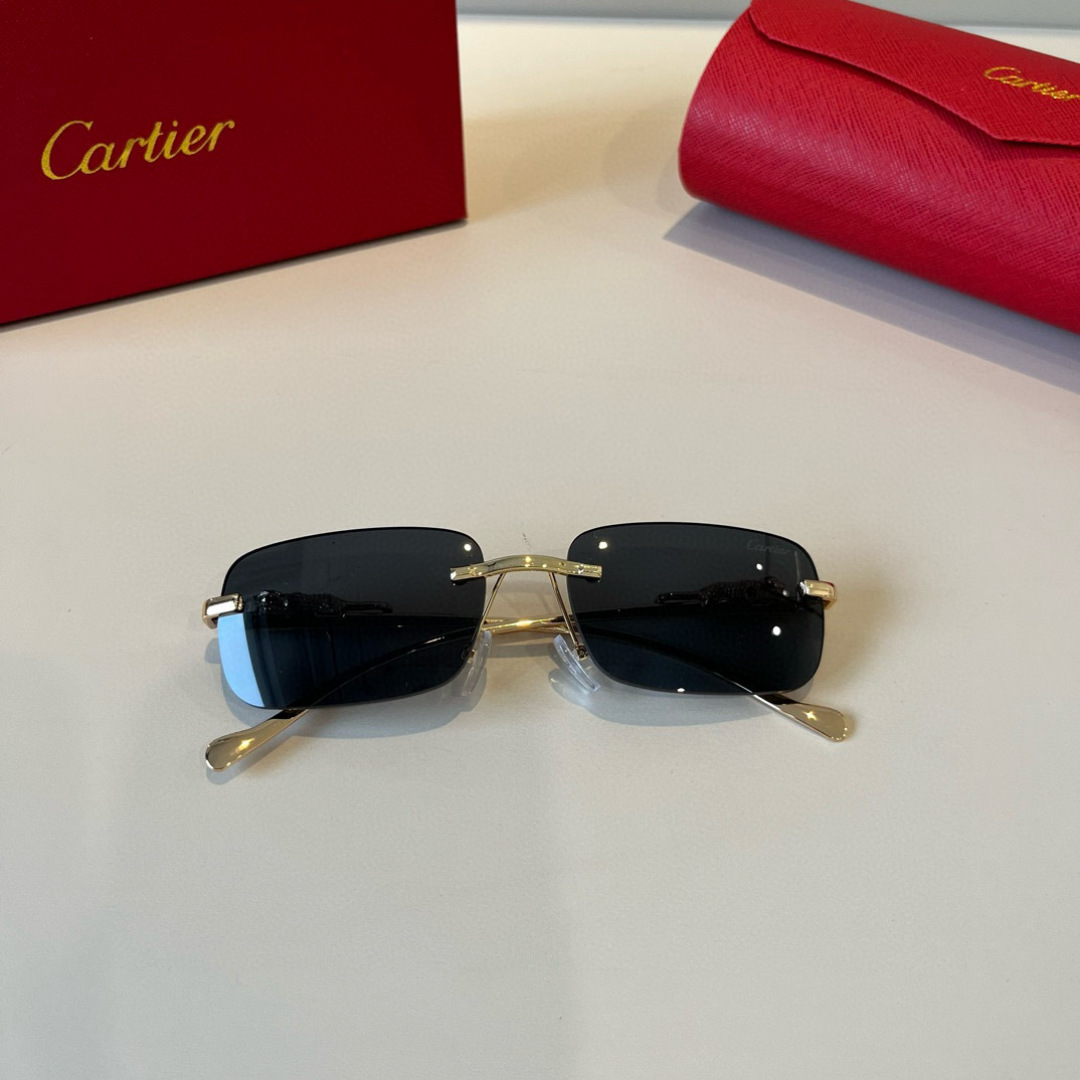 CARTIER カルティエ サングラス サングラス メンズ レディース 金フレーム 黒 ブラック ゴールド プレミアム チタン 2024新作 全4色展開 - 画像 8
