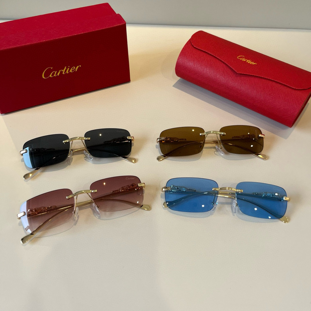 CARTIER カルティエ サングラス サングラス メンズ レディース 金フレーム 黒 ブラック ゴールド プレミアム チタン 2024新作 全4色展開 - 画像 9