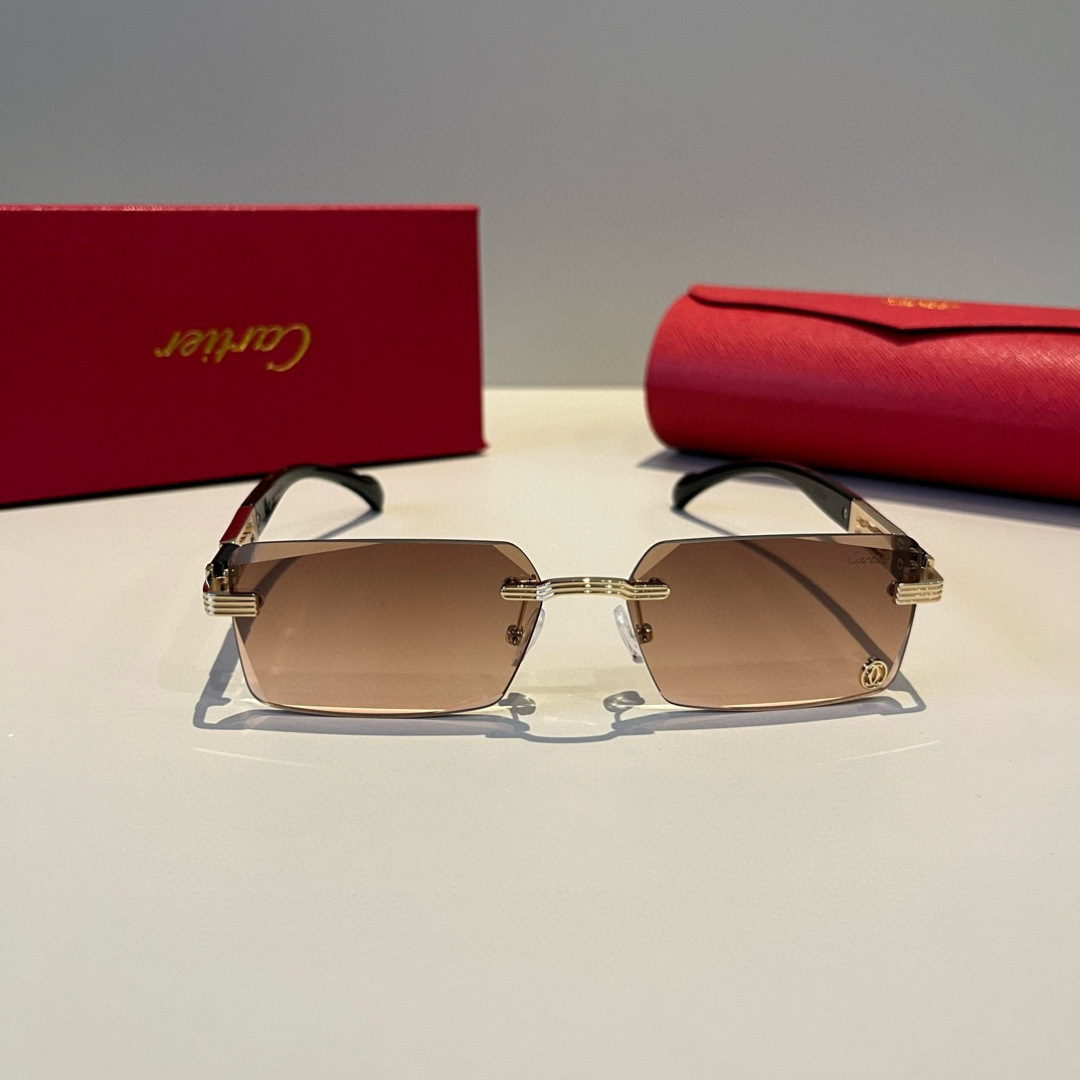 CARTIE カルティエ サングラス メンズ フレームレス 超軽量 メタル ブラック ブラウン 31449 - 画像 3