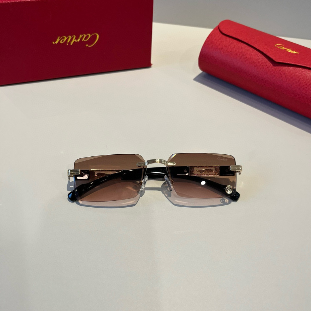 CARTIE カルティエ サングラス メンズ フレームレス 超軽量 メタル ブラック ブラウン 31449 - 画像 7