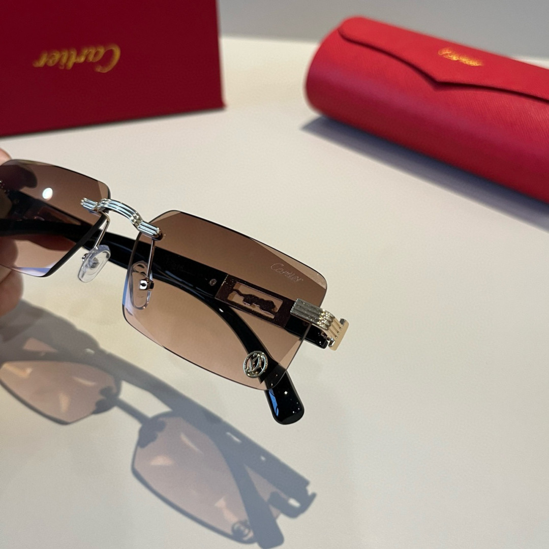 CARTIE カルティエ サングラス メンズ フレームレス 超軽量 メタル ブラック ブラウン 31449 - 画像 8