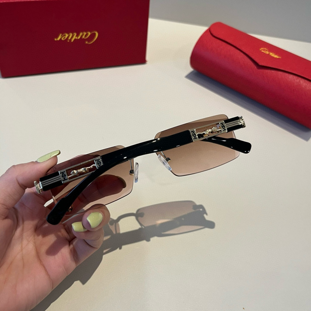 CARTIE カルティエ サングラス メンズ フレームレス 超軽量 メタル ブラック ブラウン 31449 - 画像 9