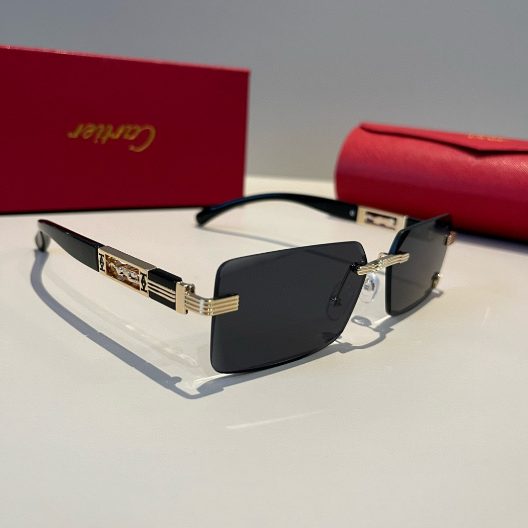 CARTIE カルティエ サングラス フレームレス 軽量 男性用 男性 ゴールド ブラック