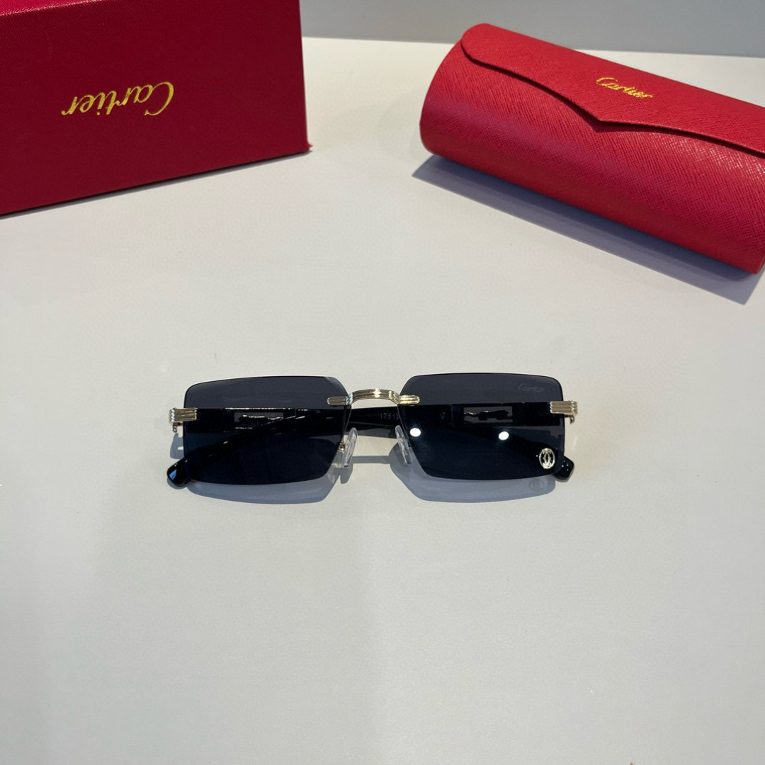 CARTIE カルティエ サングラス フレームレス 軽量 男性用 男性 ゴールド ブラック - 画像 7
