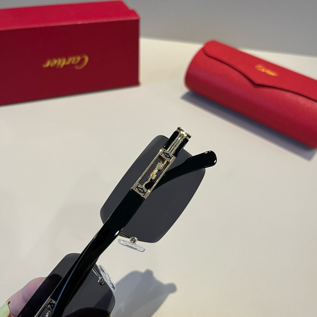 CARTIE カルティエ サングラス フレームレス 軽量 男性用 男性 ゴールド ブラック - 画像 8