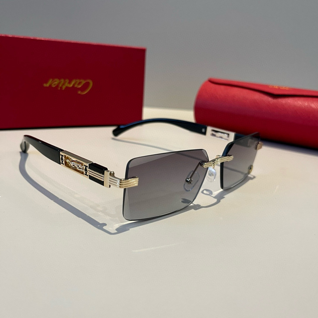 CARTIE カルティエ サングラス メタルフレーム 无框 超軽量 メンズ レディース ブラック