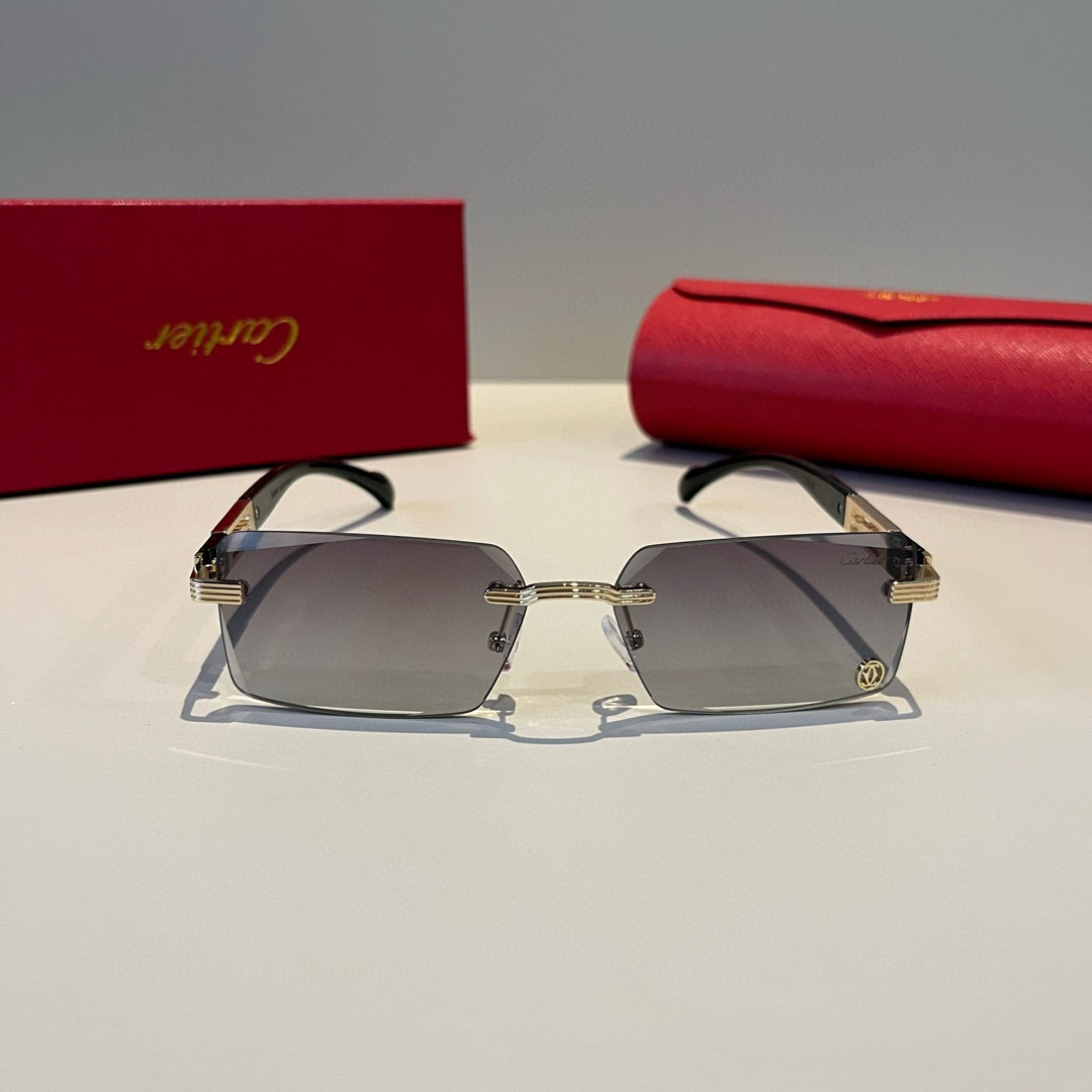 CARTIE カルティエ サングラス メタルフレーム 无框 超軽量 メンズ レディース ブラック - 画像 4