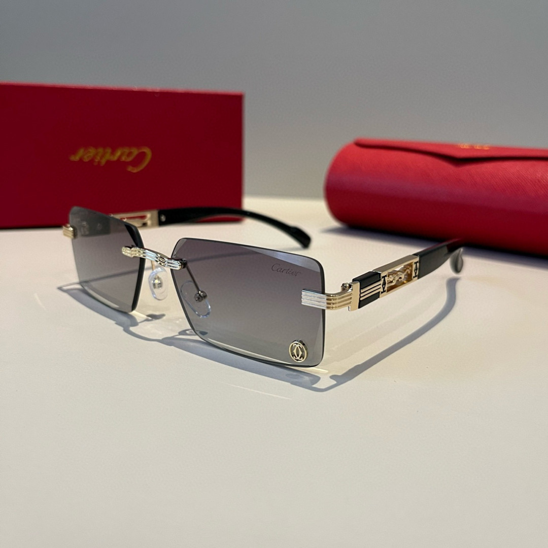 CARTIE カルティエ サングラス メタルフレーム 无框 超軽量 メンズ レディース ブラック - 画像 5