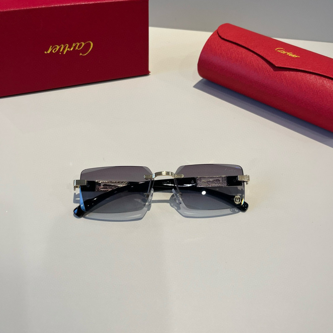 CARTIE カルティエ サングラス メタルフレーム 无框 超軽量 メンズ レディース ブラック - 画像 7
