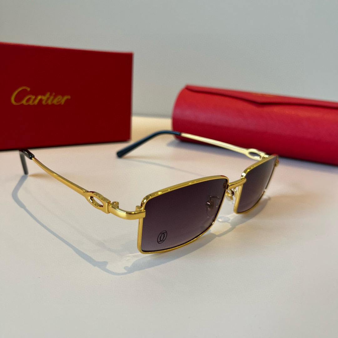CARTIER カルティエ サングラス メタルフレーム メンズ レディース ブラック プラスチック レンズ ゴールド 31454