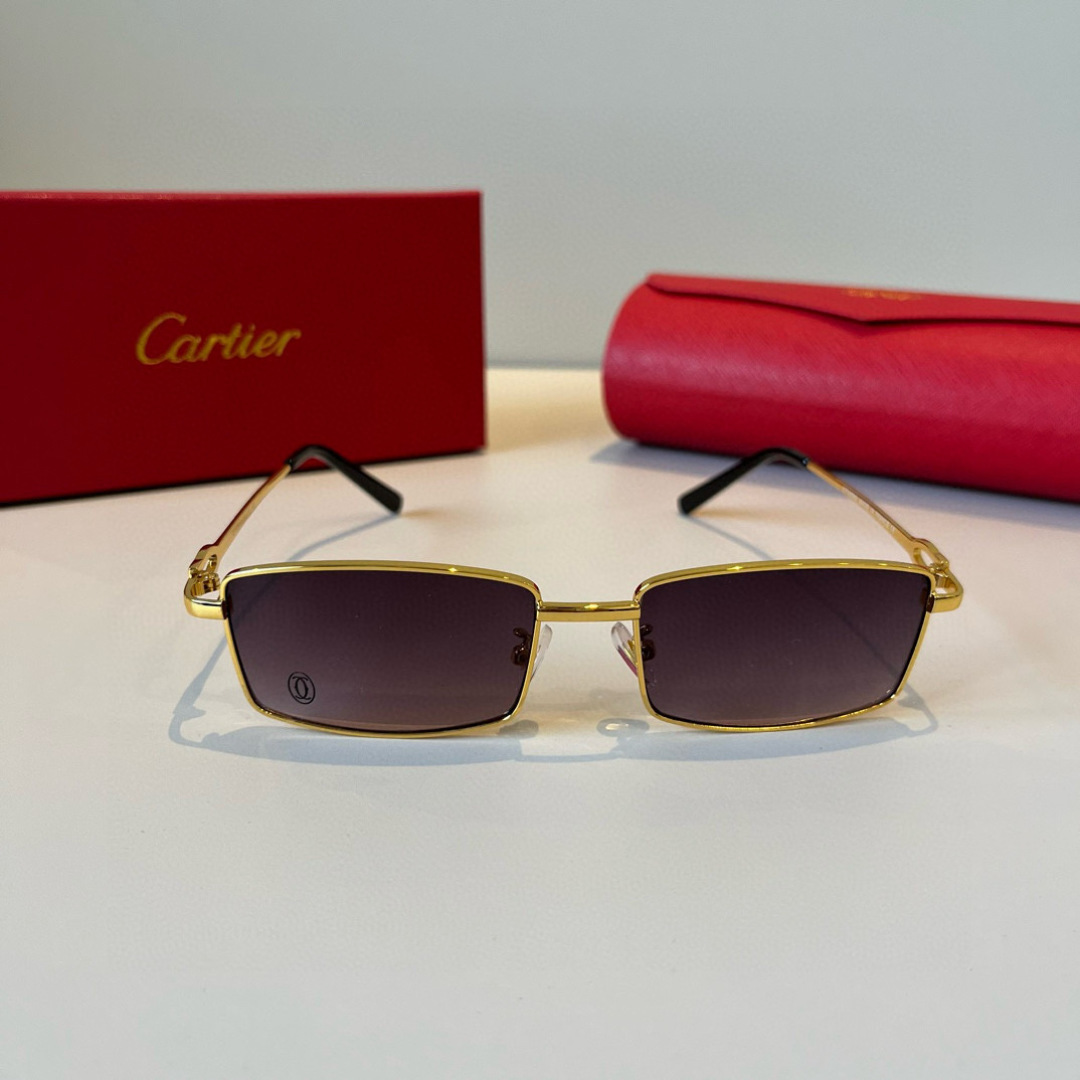CARTIER カルティエ サングラス メタルフレーム メンズ レディース ブラック プラスチック レンズ ゴールド 31454 - 画像 2