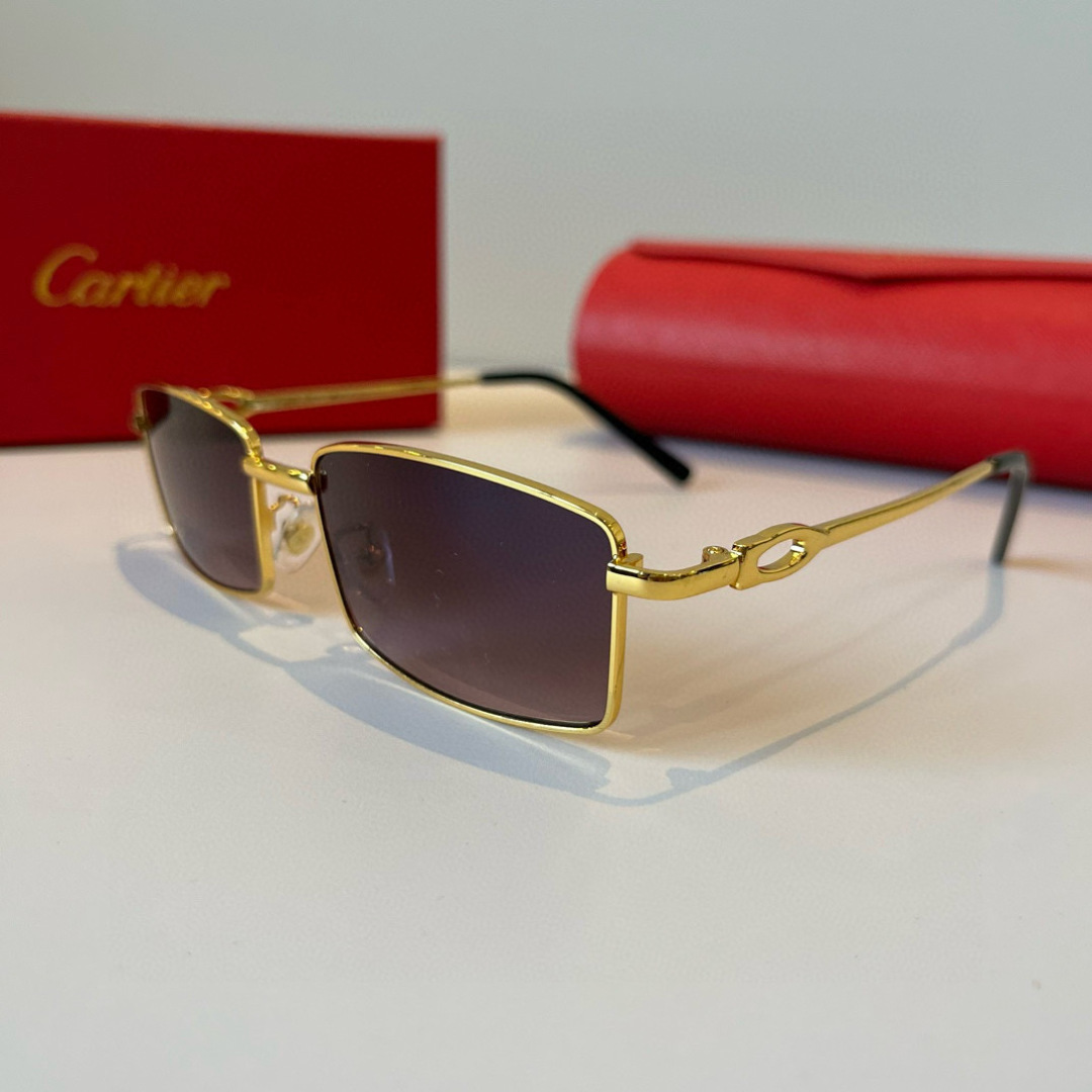 CARTIER カルティエ サングラス メタルフレーム メンズ レディース ブラック プラスチック レンズ ゴールド 31454 - 画像 3