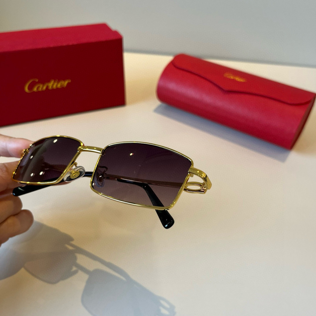 CARTIER カルティエ サングラス メタルフレーム メンズ レディース ブラック プラスチック レンズ ゴールド 31454 - 画像 4