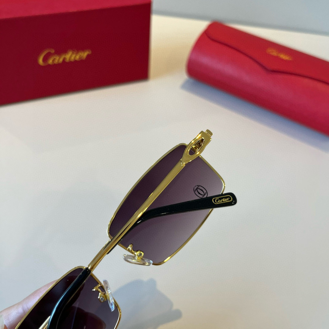 CARTIER カルティエ サングラス メタルフレーム メンズ レディース ブラック プラスチック レンズ ゴールド 31454 - 画像 5