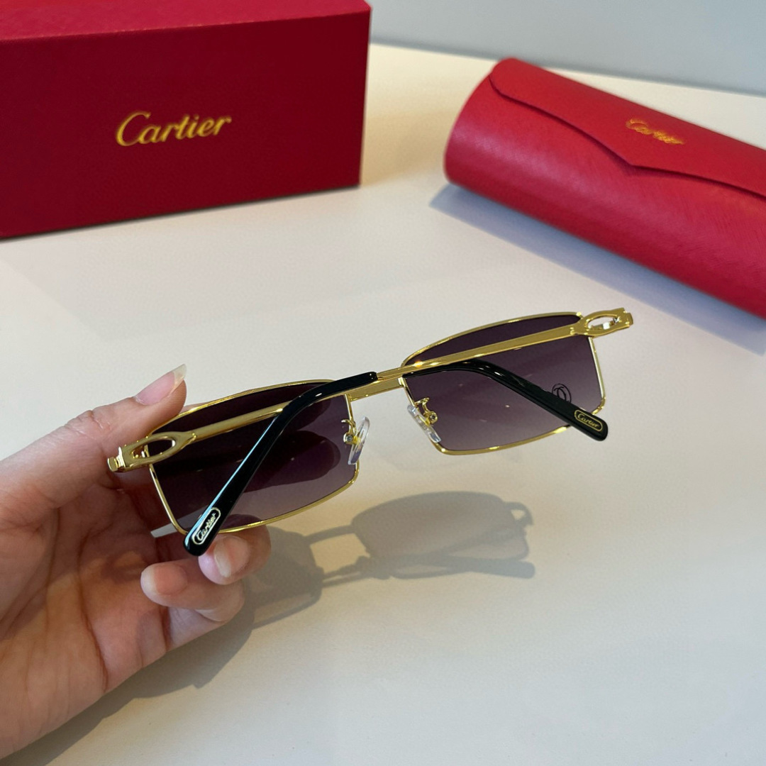 CARTIER カルティエ サングラス メタルフレーム メンズ レディース ブラック プラスチック レンズ ゴールド 31454 - 画像 6