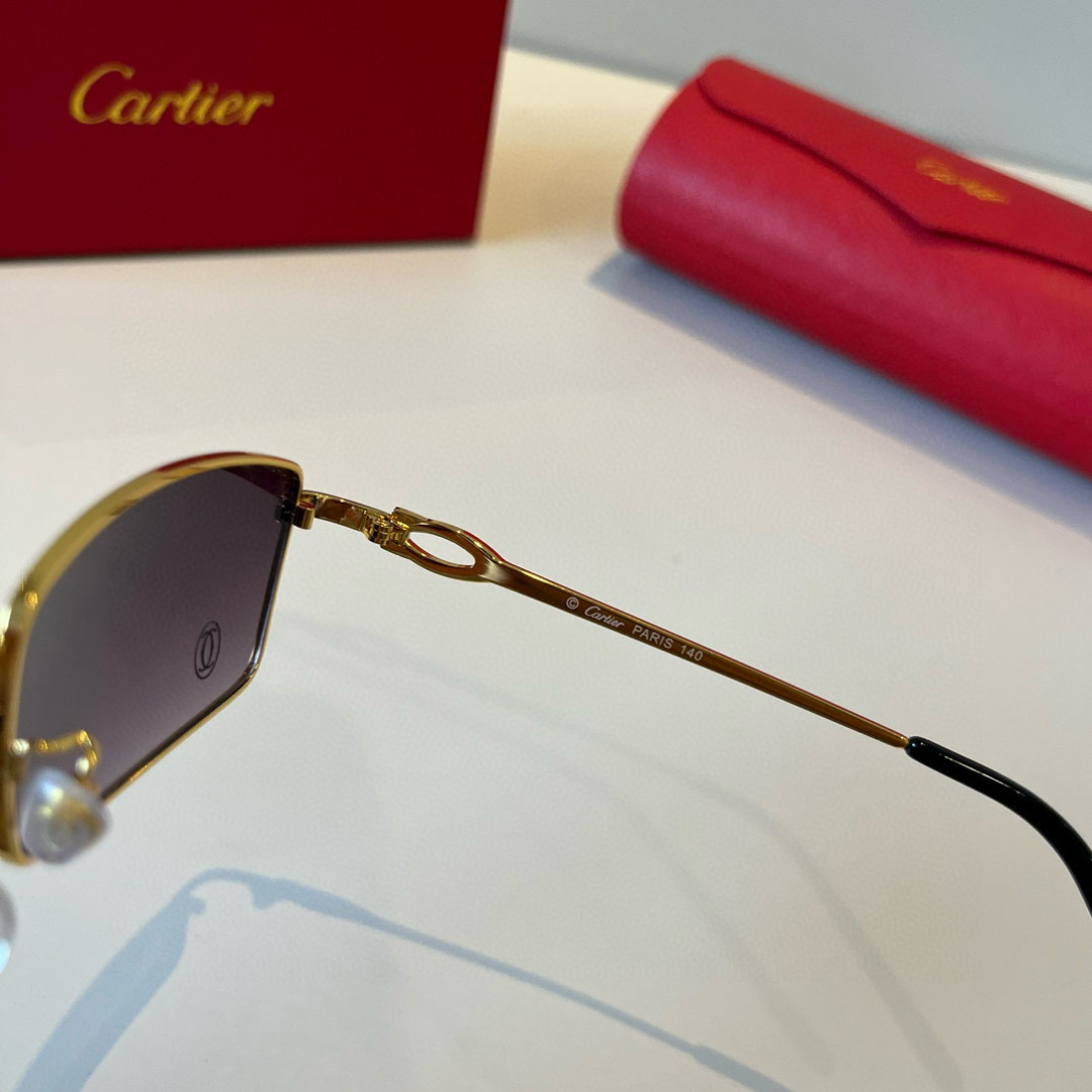CARTIER カルティエ サングラス メタルフレーム メンズ レディース ブラック プラスチック レンズ ゴールド 31454 - 画像 7