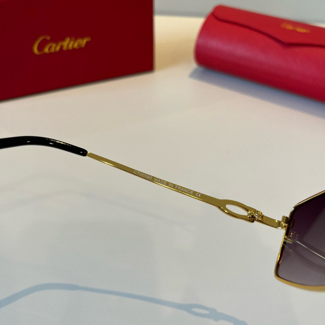 CARTIER カルティエ サングラス メタルフレーム メンズ レディース ブラック プラスチック レンズ ゴールド 31454 - 画像 8