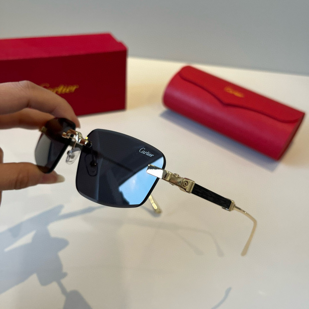 CARTIE カルティエ サングラス メンズ 金属フレーム ノーズパッドなし 超軽量 シルバー ブラック 多色展開 - 画像 5