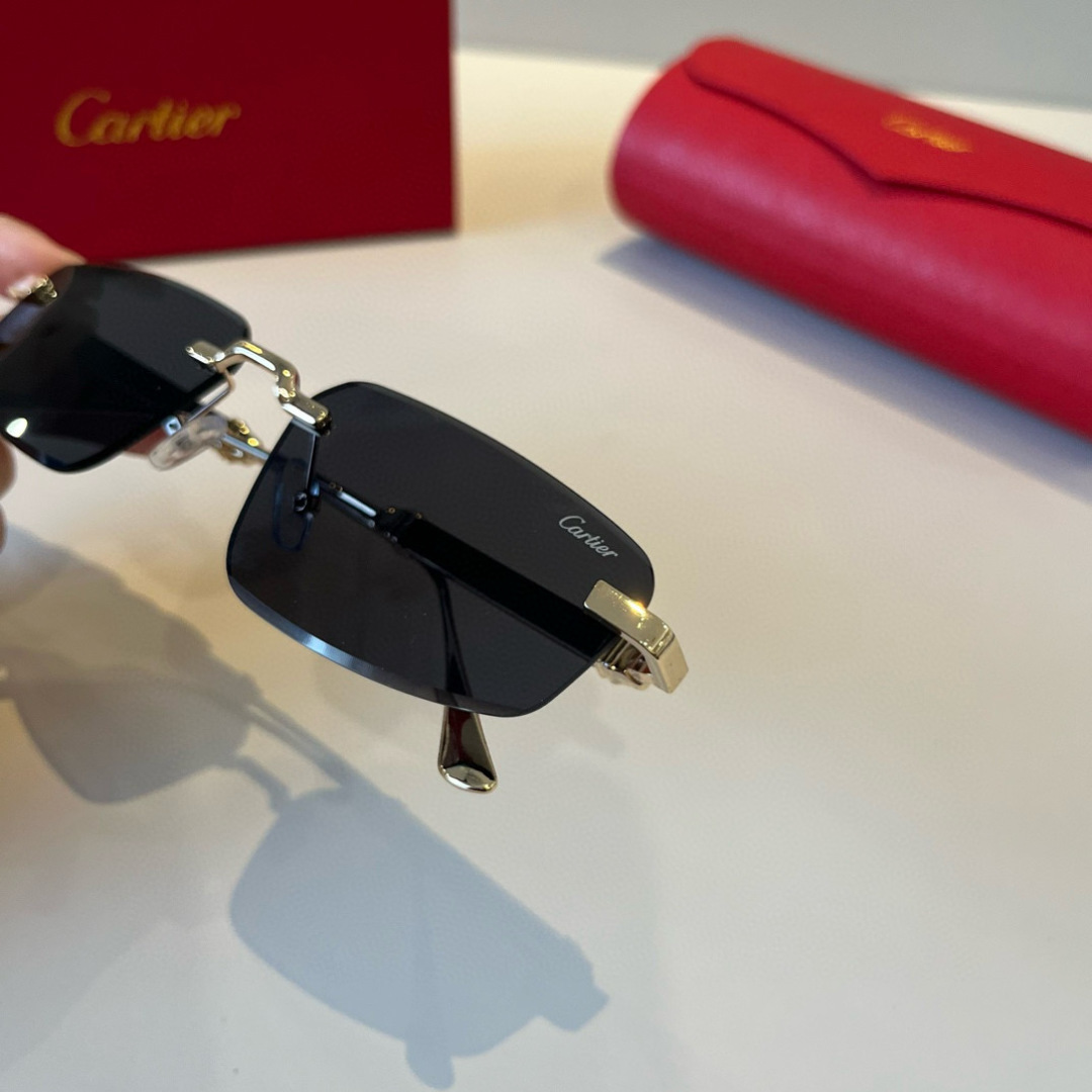 CARTIE カルティエ サングラス メンズ 金属フレーム ノーズパッドなし 超軽量 シルバー ブラック 多色展開 - 画像 8